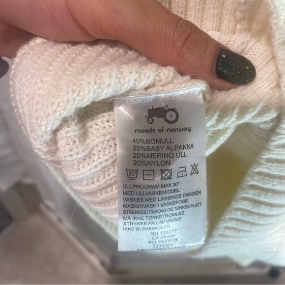 Moods of Norway Cream Crewneck Sweater with Black Elbow Patches - Picture 4 of 4